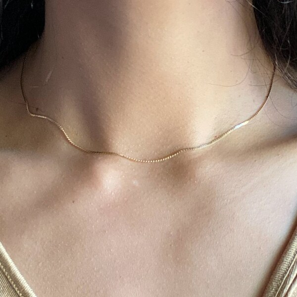 Vintage 14K Gold Serpentine S-Link Chain Necklace