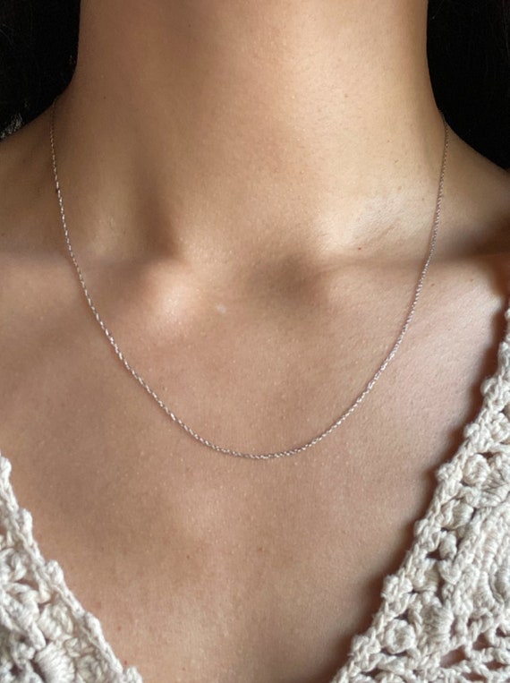 Vintage 14K White Gold Chain Necklace