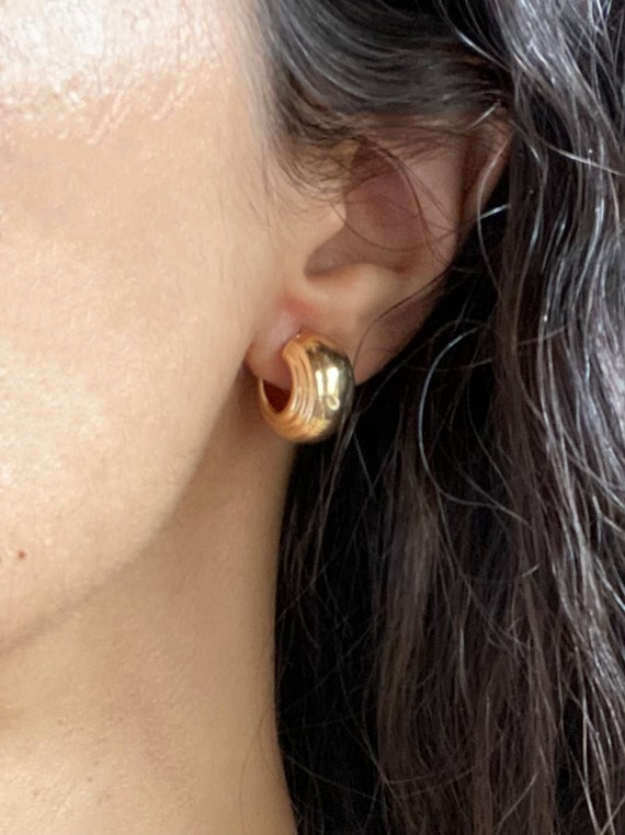 Vintage 14k Gold Thick Hoop Earrings