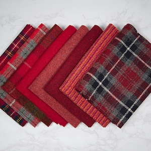 Harris Tweed Fabric - Direct from the Isle of Harris - Various red patterns and lengths available.