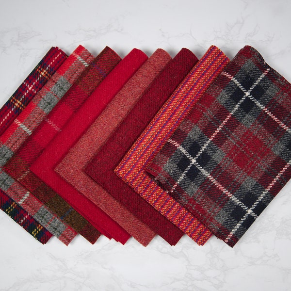 Harris Tweed Fabric - Direct from the Isle of Harris - Various red patterns and lengths available.