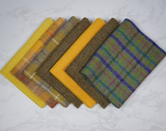 Harris Tweed Fabric - Direct from the Isle of Harris - Various yellow patterns and lengths available.