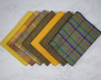 Harris Tweed Fabric - Direct from the Isle of Harris - Various yellow patterns and lengths available.