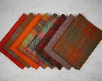 Harris Tweed Fabric - Direct from the Isle of Harris - Various orange patterns and lengths available.
