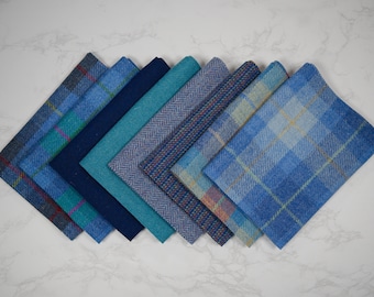 Harris Tweed Fabric - Directo desde la Isla de Harris - Varios patrones azules y longitudes disponibles.