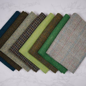 Harris Tweed Fabric - Direct from the Isle of Harris - Various green patterns and lengths available.