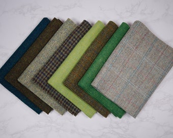 Harris Tweed Fabric - Direct from the Isle of Harris - Various green patterns and lengths available.