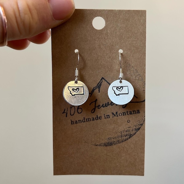 Montana Earrings Montana Made Handmade Jewelry Montana earrings gift for her western jewelry Montana jewelry Made in Montana 406 MT stamp