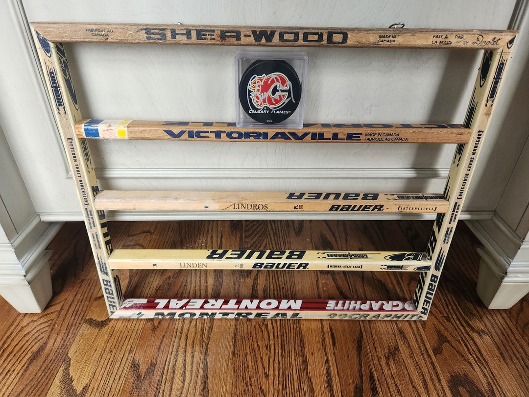 Wooden Hockey Stick Puck Display Case 20 Pucks Etsy
