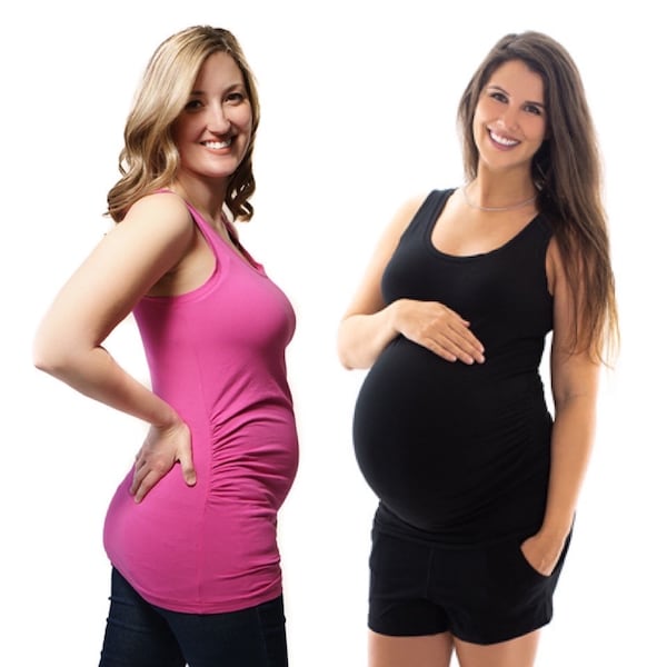 2-pack Organic Cotton Maternity Tank Top (Black & Pink) made with GOTS certified Premium Turkish Organic Cotton