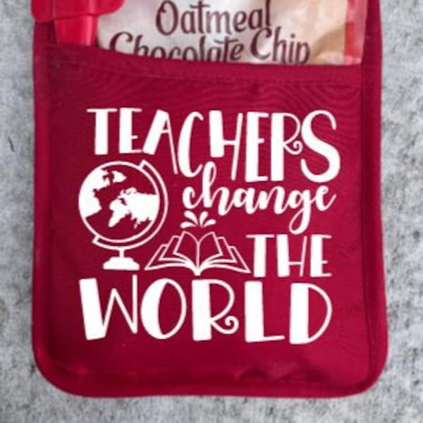 Teachers Change The World Pot Holder, Oven Mitt, Teacher Gift, Holiday Pot Holder, Gift Exchange, Baking Cookies, Kitchen