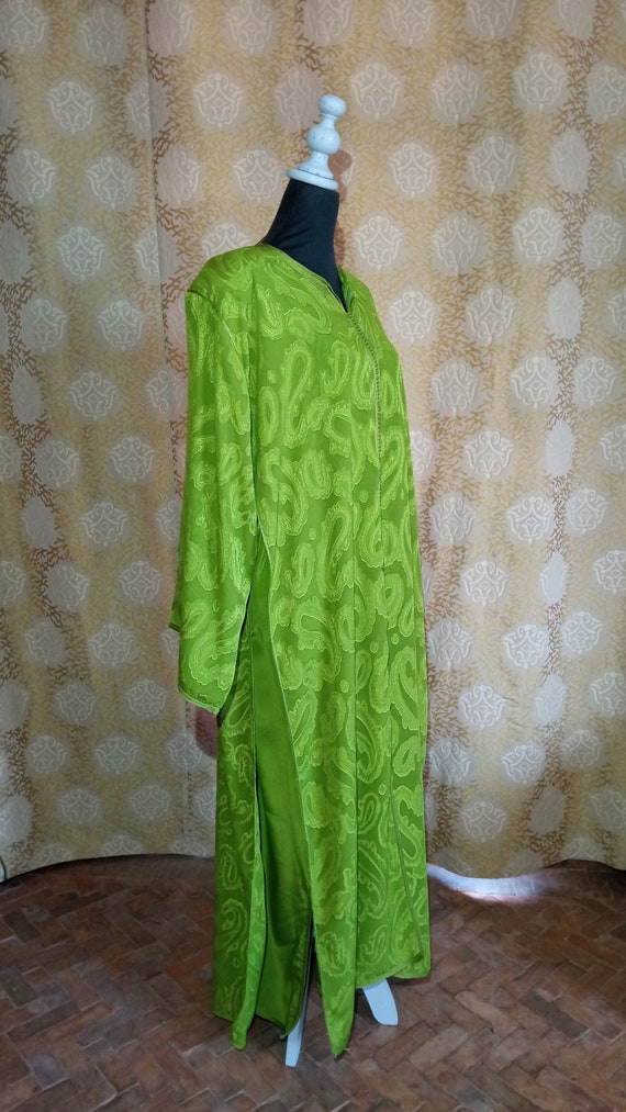 60s Vintage Moroccan Two Layers Green Caftan wome… - image 3