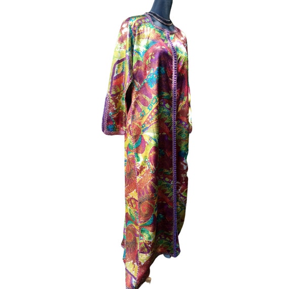 1960s Maxi Kaftan Dress Colorful Moroccan vintage… - image 7