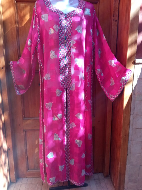 70's dress, Vintage Moroccan caftan, Handmade Embr