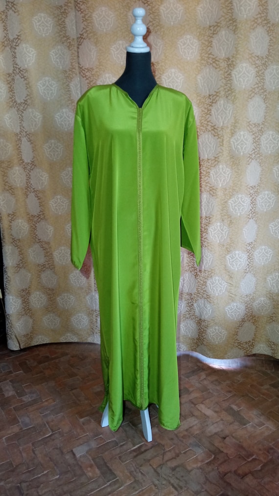 60s Vintage Moroccan Two Layers Green Caftan wome… - image 5