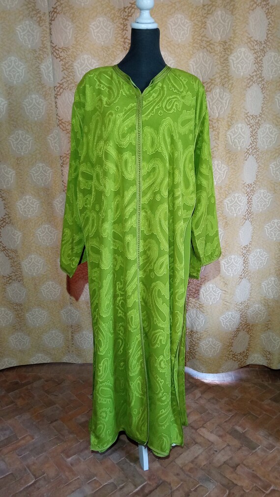 60s Vintage Moroccan Two Layers Green Caftan wome… - image 2