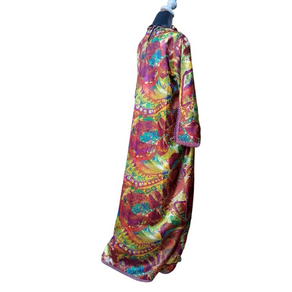 1960s Maxi Kaftan Dress Colorful Moroccan vintage… - image 6