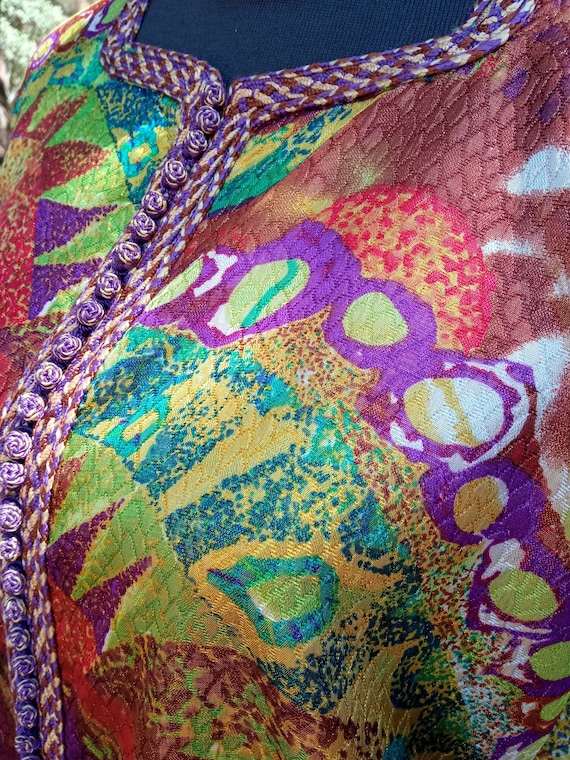 1960s Maxi Kaftan Dress Colorful Moroccan vintage… - image 9