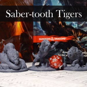 Saber-tooth Tigers - 3D Printed Fantasy Miniature