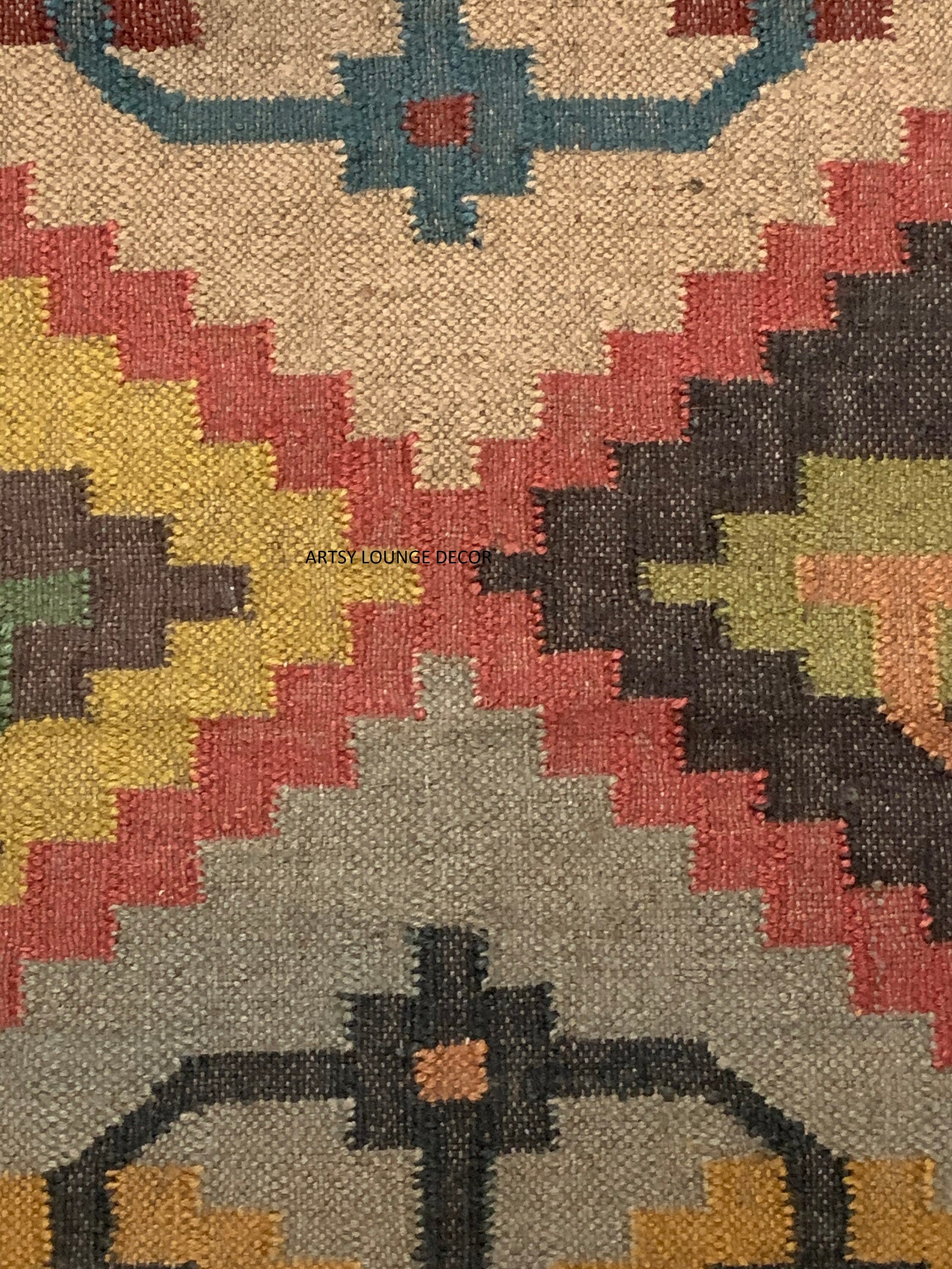 3x5 ft Handmade KILIM Rug Multicolor Jute Rug wool rug Etsy