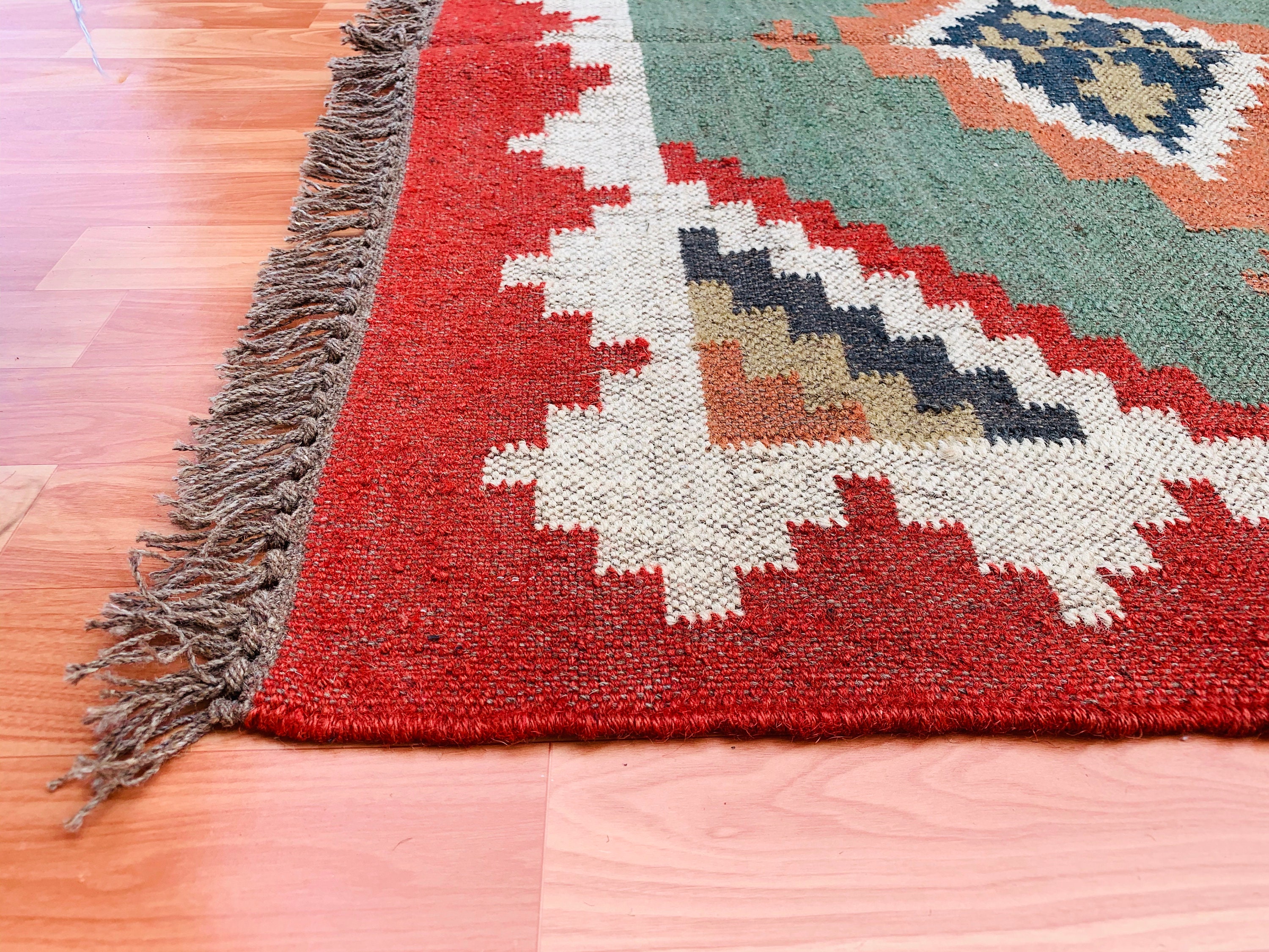Handmade Navajo Kilim Rug Wool Jute Rug Aztec Rug Accent Etsy