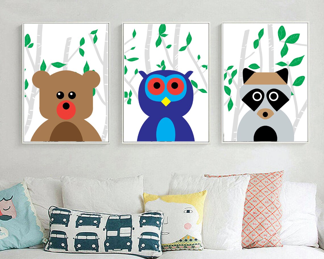 Forest animals // Childrens Art // Kids Wall Art // Kids Print Etsy