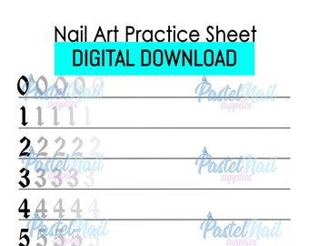 Nail Art Practice Sheet - Old English/Gothic Font Numbers - DIGITAL DOWNLOAD