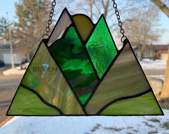 Mountain Range Stained Glass Suncatcher