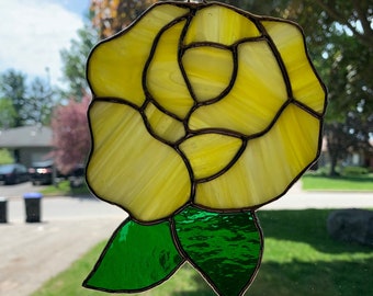 Yellow Rose Stained Glass Suncatcher