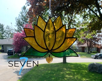 Lotus Blossom Stained Glass Suncatcher