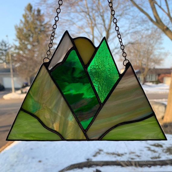 Mountain Range Stained Glass Suncatcher