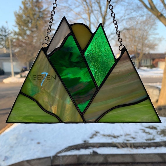 Mountain Range Stained Glass Suncatcher
