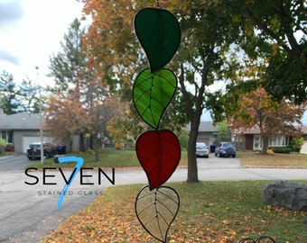 Four Seasons Leaves Stained Glass Suncatcher