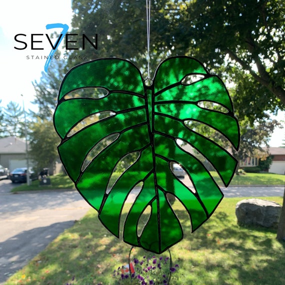 Monstera Leaf Stained Glass Suncatcher