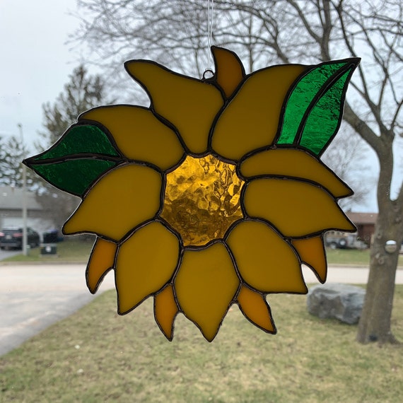 Sunflower Stained Glass Suncatcher with Silver Solder
