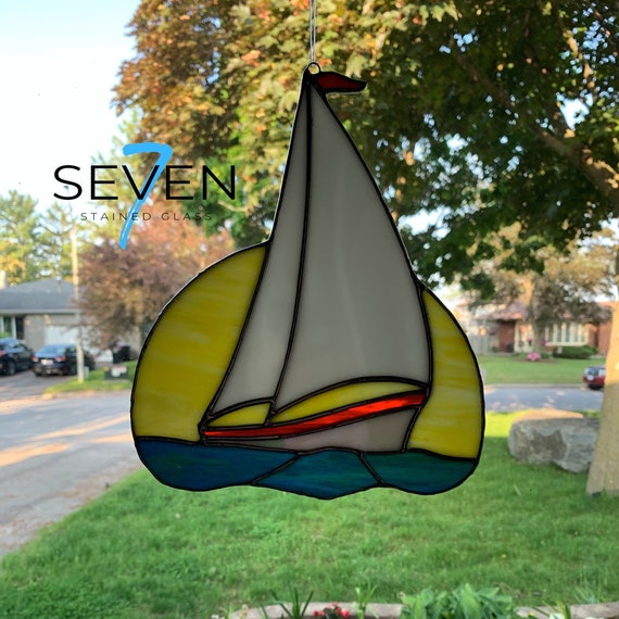 Stained Glass Sailboat Suncatcher