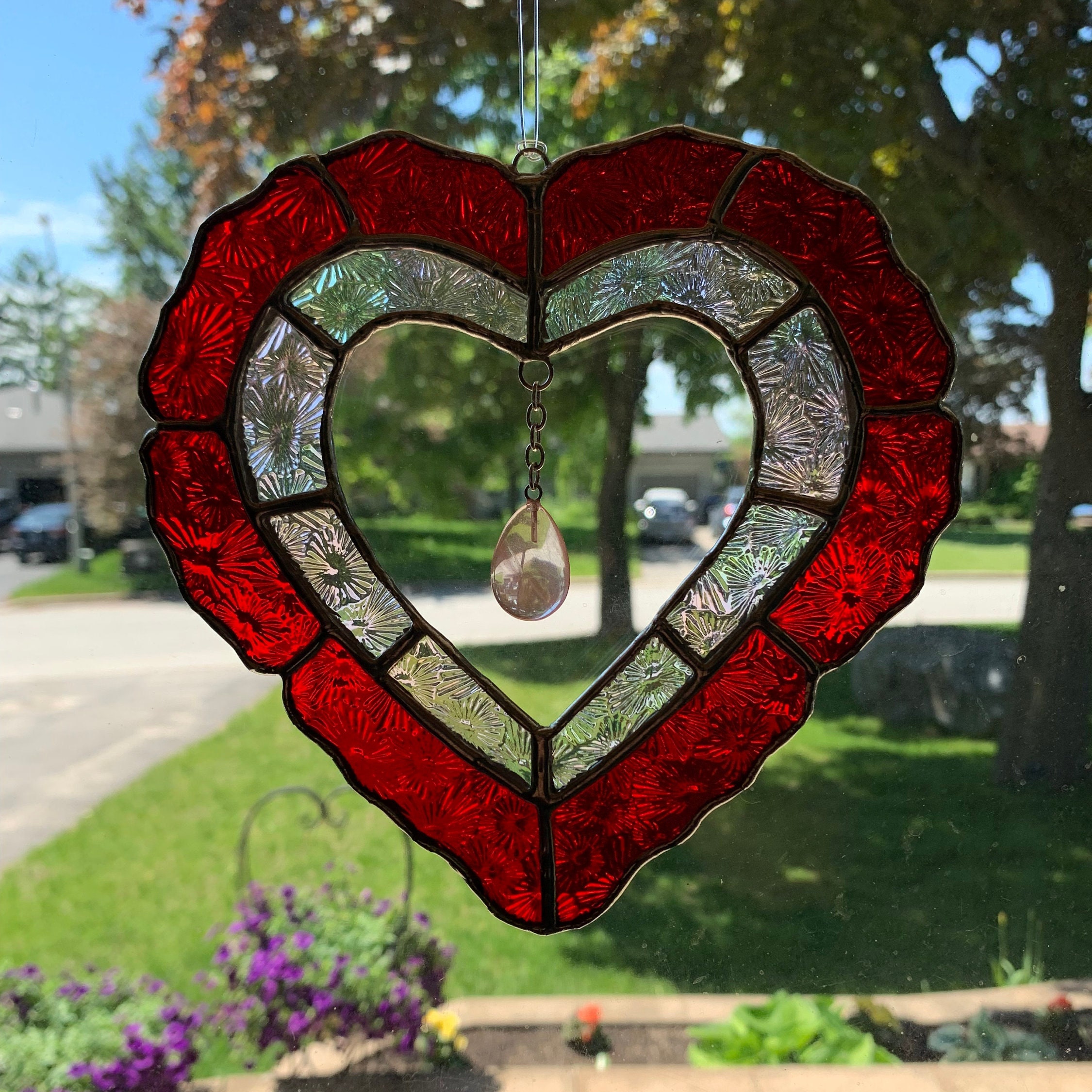 Red Checkerboard Stained Glass Heart