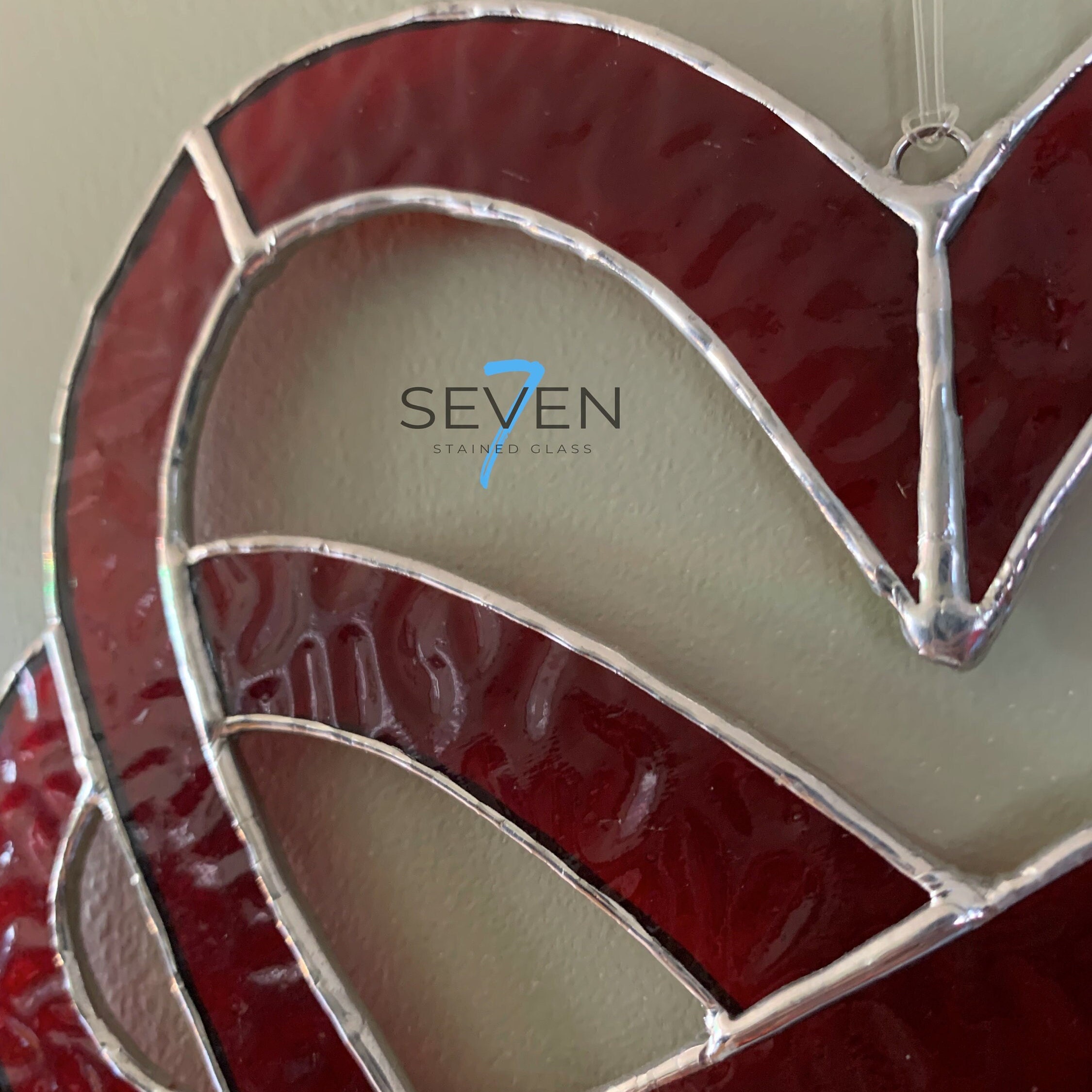 Stained Glass Celtic Infinity Heart in Textured Brilliant Red 