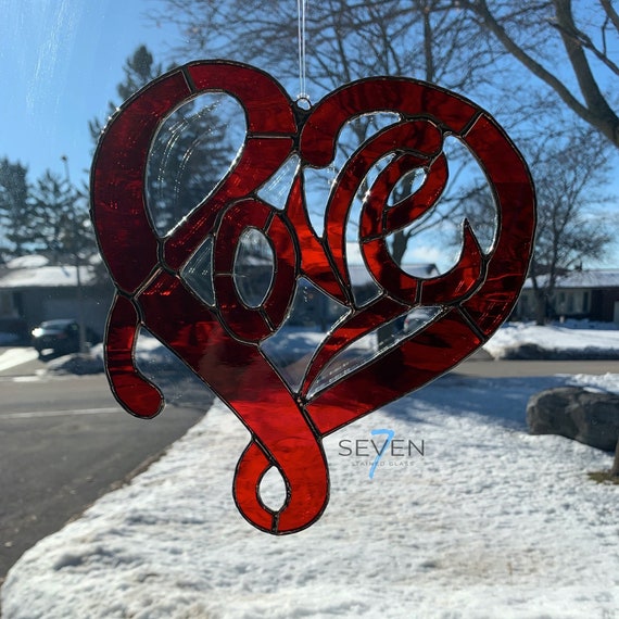 Love Heart Valentine, Red Stained Glass Suncatcher
