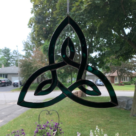 Stained Glass Celtic Family Symbol in Teal Green