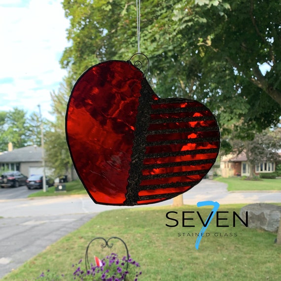 Stained Glass Decorated Red Heart