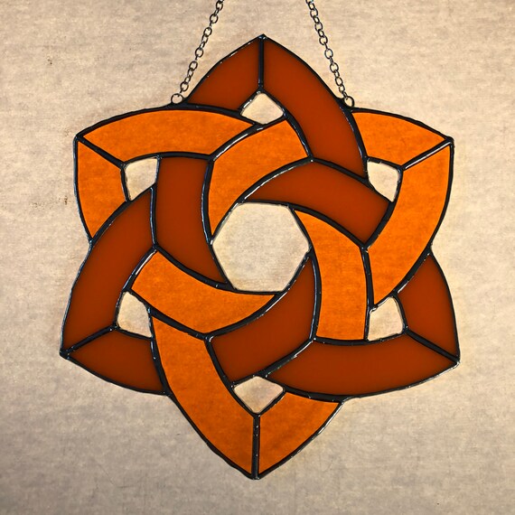Stained Glass Celtic Knot in Retro Oranges