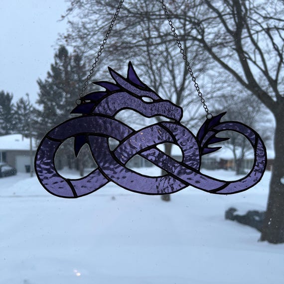 Celtic Dragon Stained Glass Suncatcher, Dragon Window Art