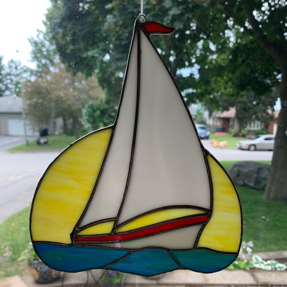 Sailboat Suncatcher in Stained Glass