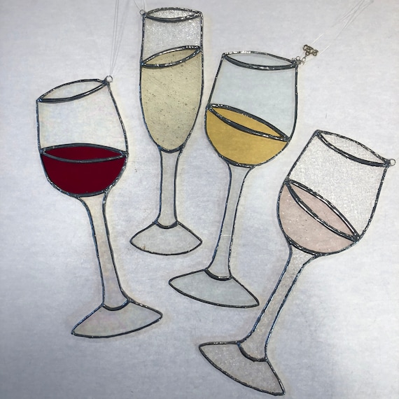 Stained Glass Wine Glass (One).  Comes in Red, White, Pink, or Champagne.