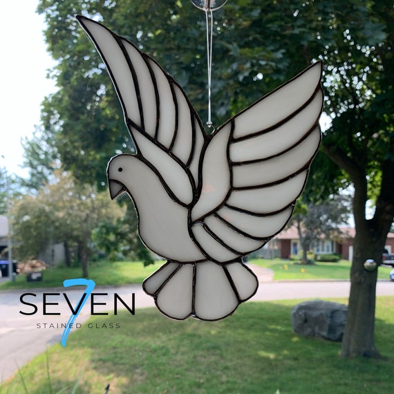 White Dove Stained Glass Window Hanging