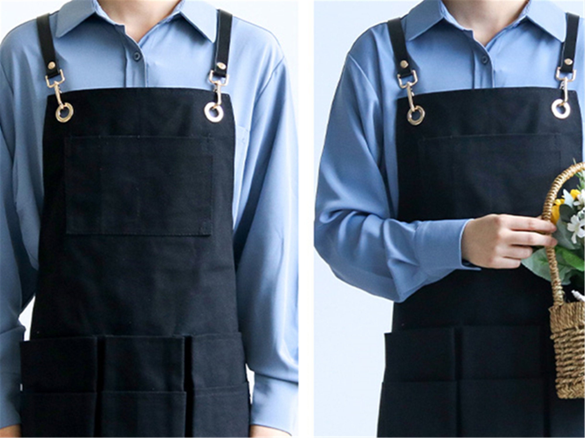 Black canvas cross back apron women men apron with pockets Etsy