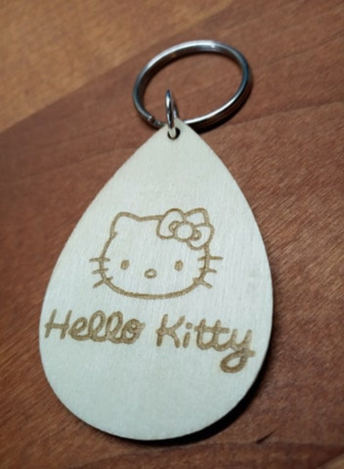 Double Sided Laser Engraved Hello Kitty Inspired Wood Etsy