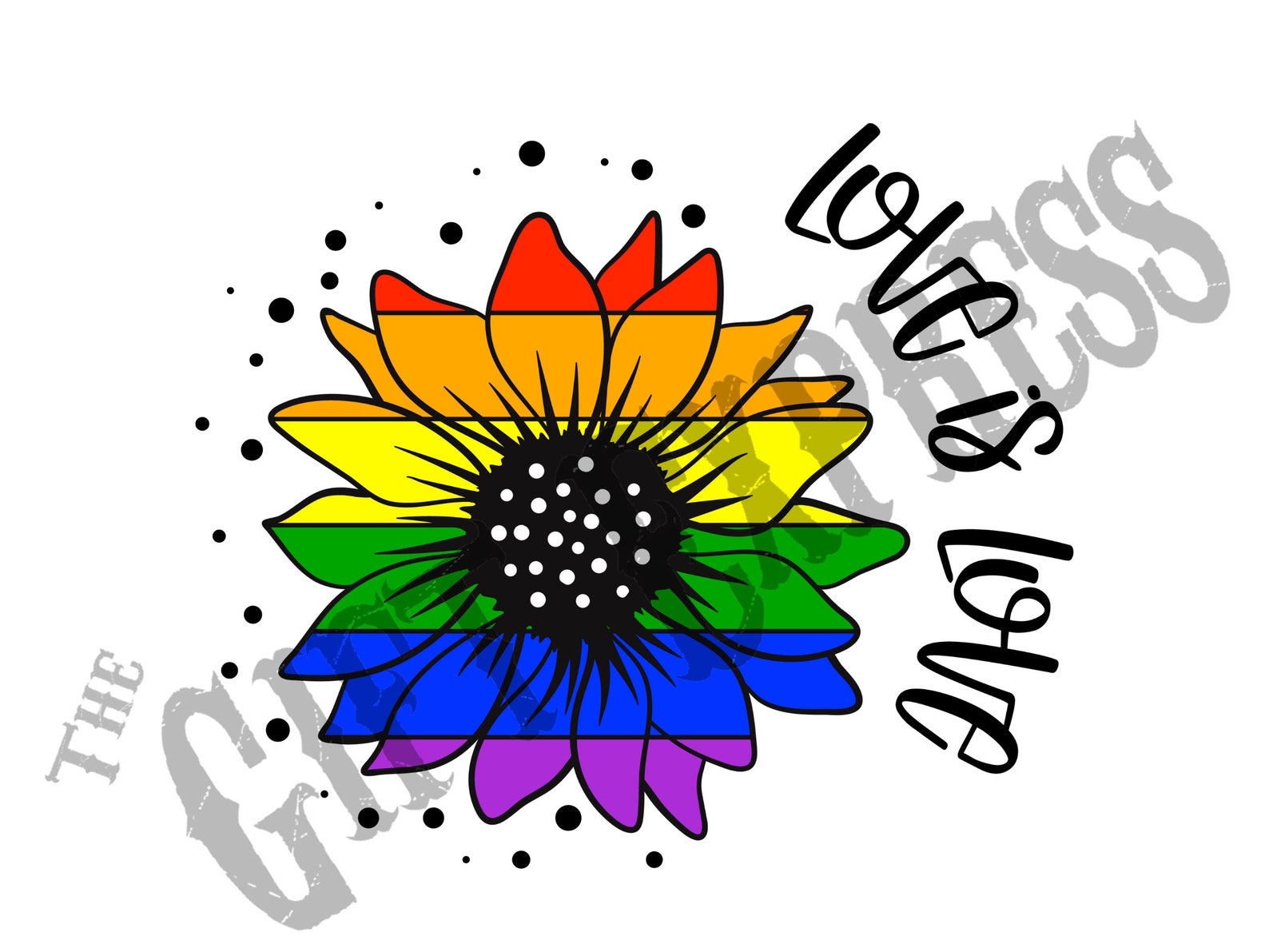 Sunflower With Gay Pride Rainbow Love is Love | Etsy
