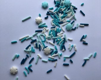 Winter Wonderland Sprinkle Mix, Blue, White, Snowflake Sprinkles